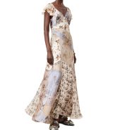Floral Panel V-Neck Long Dress