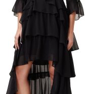 Black multi-layered ruffled irregular dress