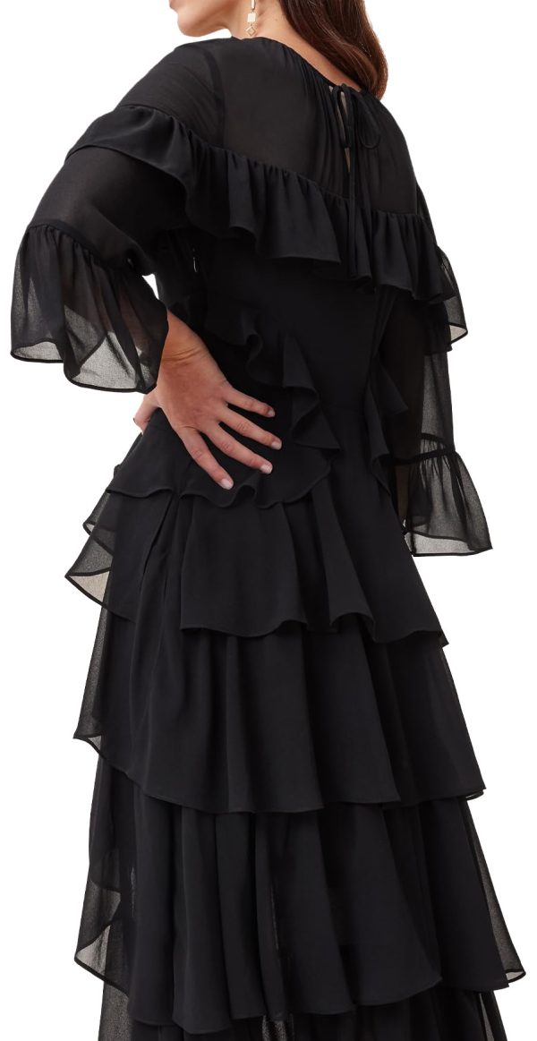 Black multi-layered ruffled irregular dress - Image 3