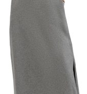 Gray round neck short sleeve long dress