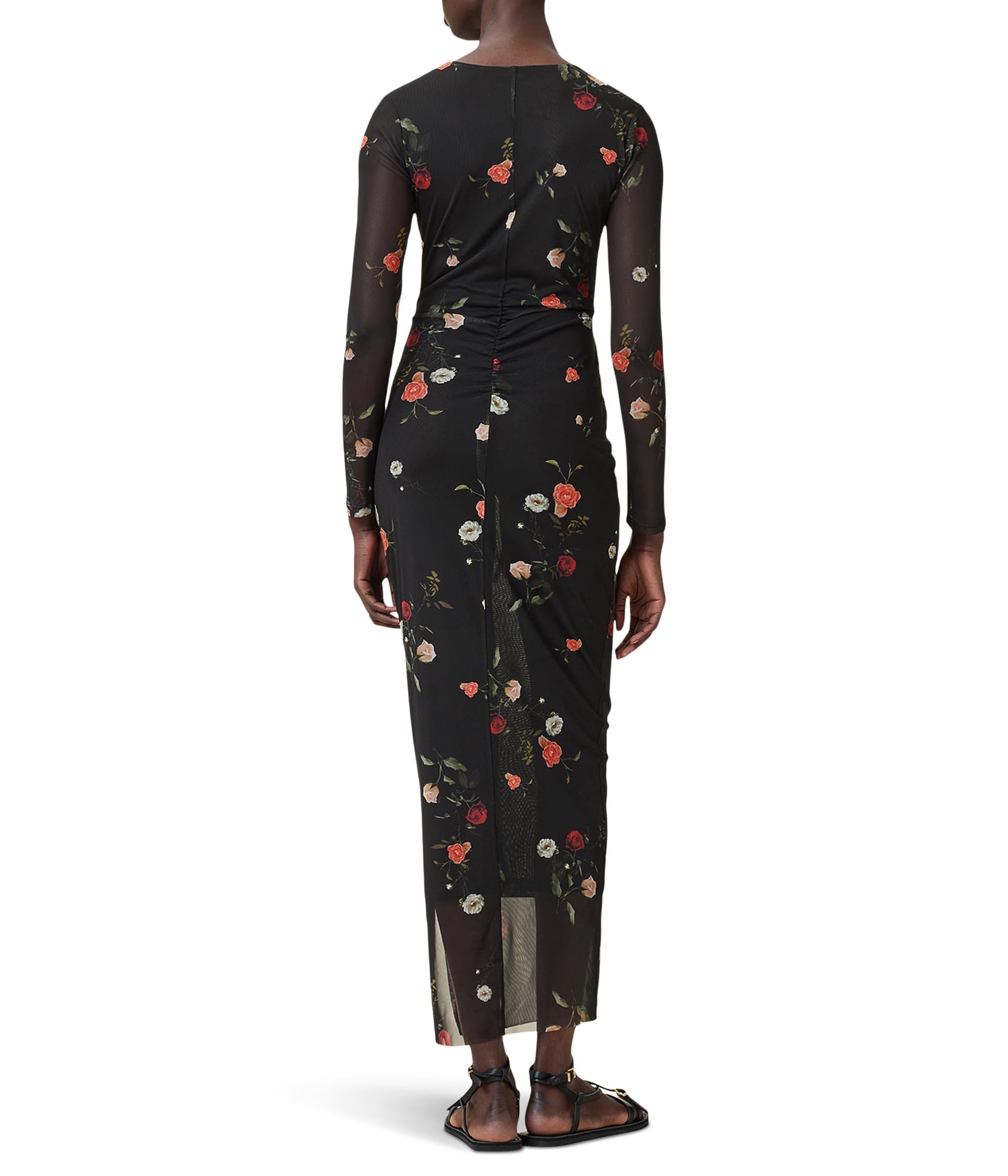 Black floral print mesh drawstring waist suit - Image 2