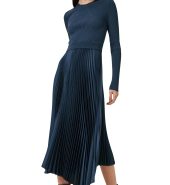 Dark blue knitted pleated dress