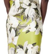Yellow-green floral print halter dress