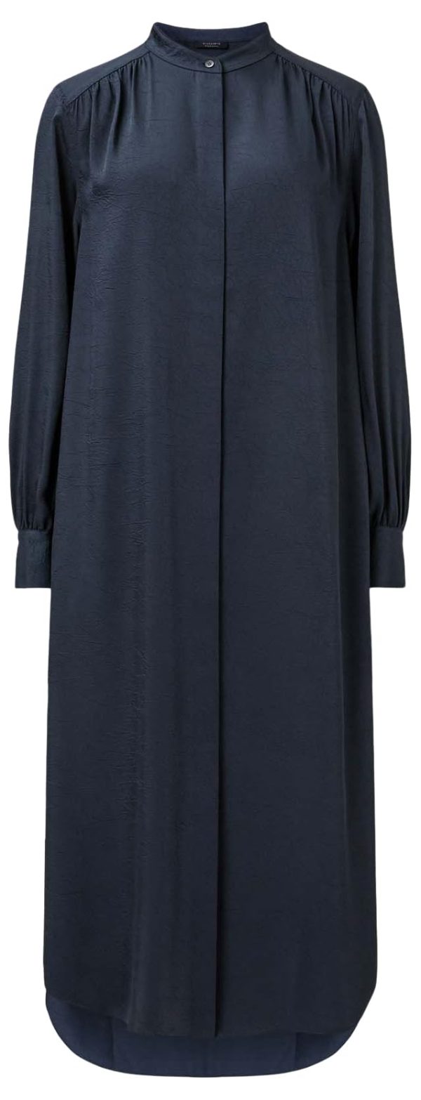 Dark blue stand-up collar shirt dress - Image 9